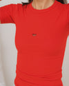 BASERANGE 25 Early Spring French Organic Cotton Hollow Heart Short Sleeve T-shirt BAS-TOHS-RB-SP25-MY RED